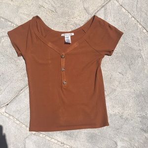 Orange short sleeve top w/ buttons